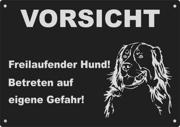 Aluminium Warnschild Berner Sennenhund VORSICHT Freilaufender Hund! Betreten auf eigene Gefahr!